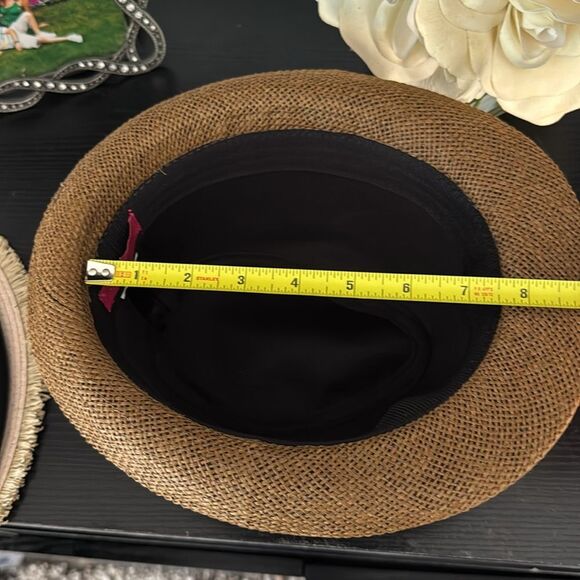 Men’s Unisex Fedora Hat Brown Dark Tan leather accent Short Rim Classic Elegant - Picture 4 of 5